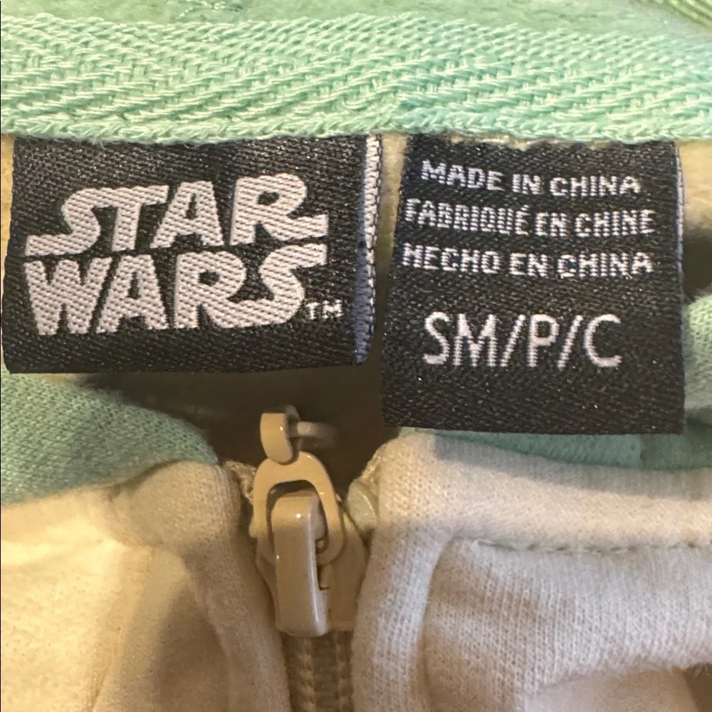 Unisex Star Wars Grogu / baby Yoda Zip Up Hoodie sz S (4 / 5) Built in Ears